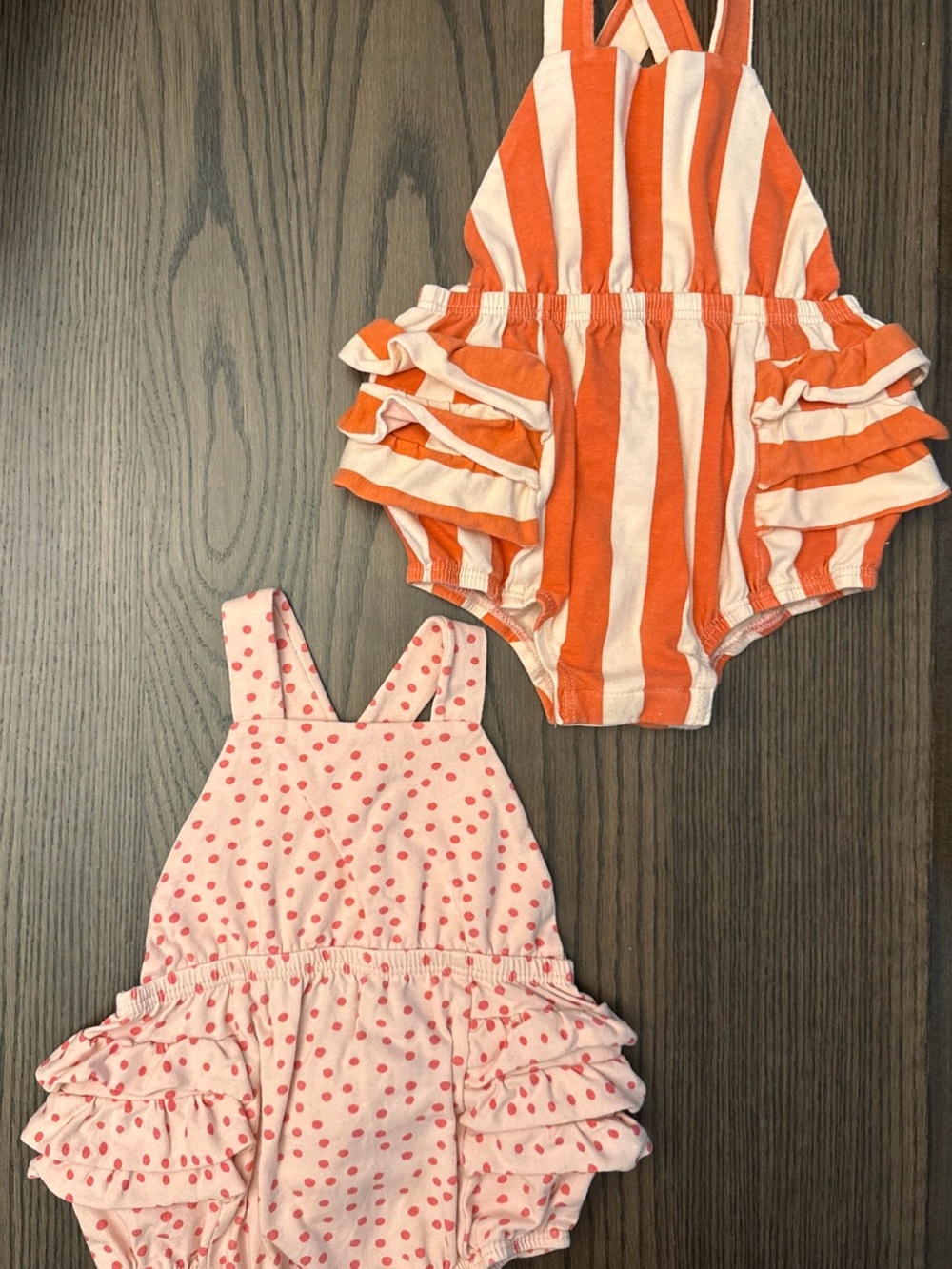 Striped Orange & Cream Ruffle One-Piece Bodysuit for Kids